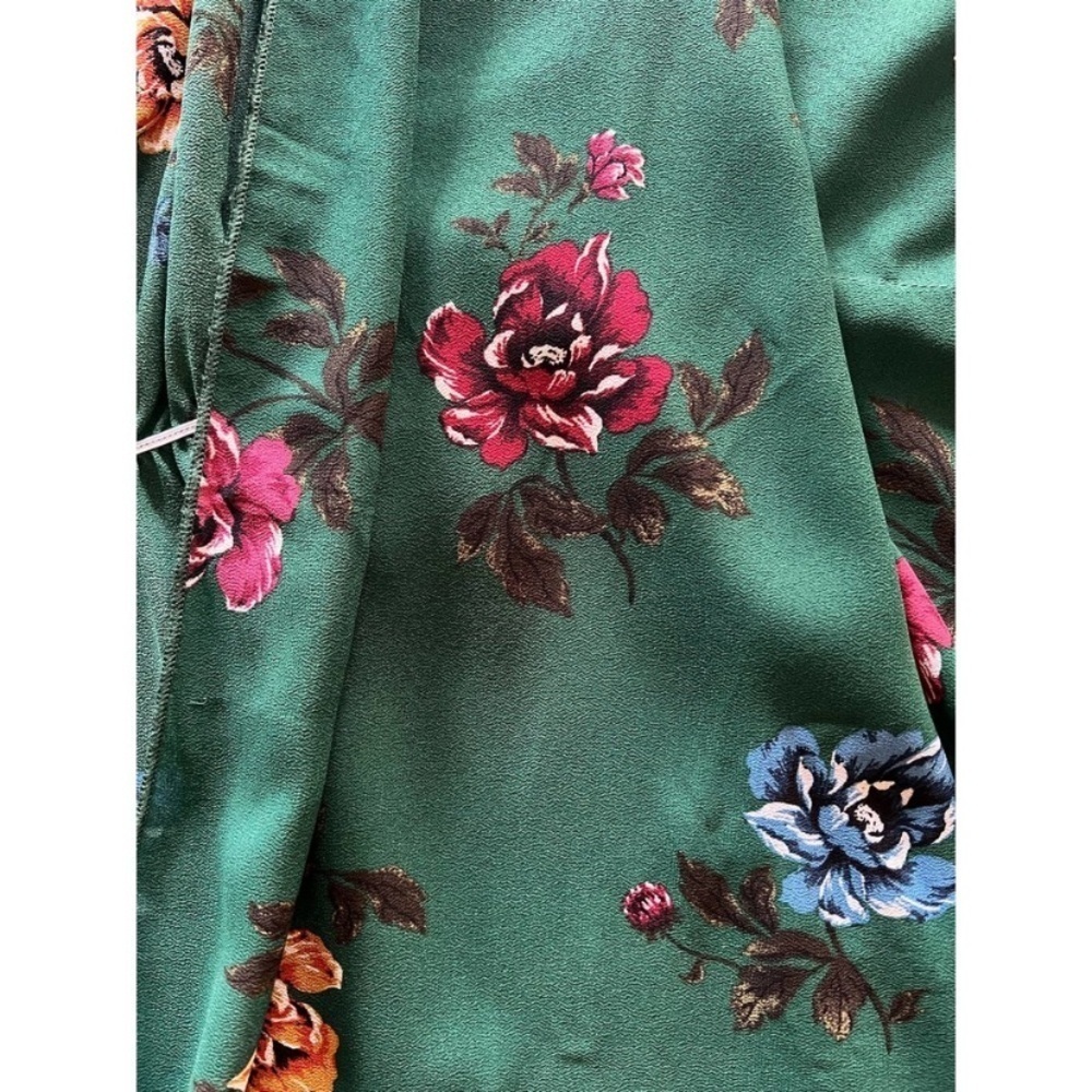 Womens Green Floral Open Duster/Coverup Size Medium - Picture 11 of 12